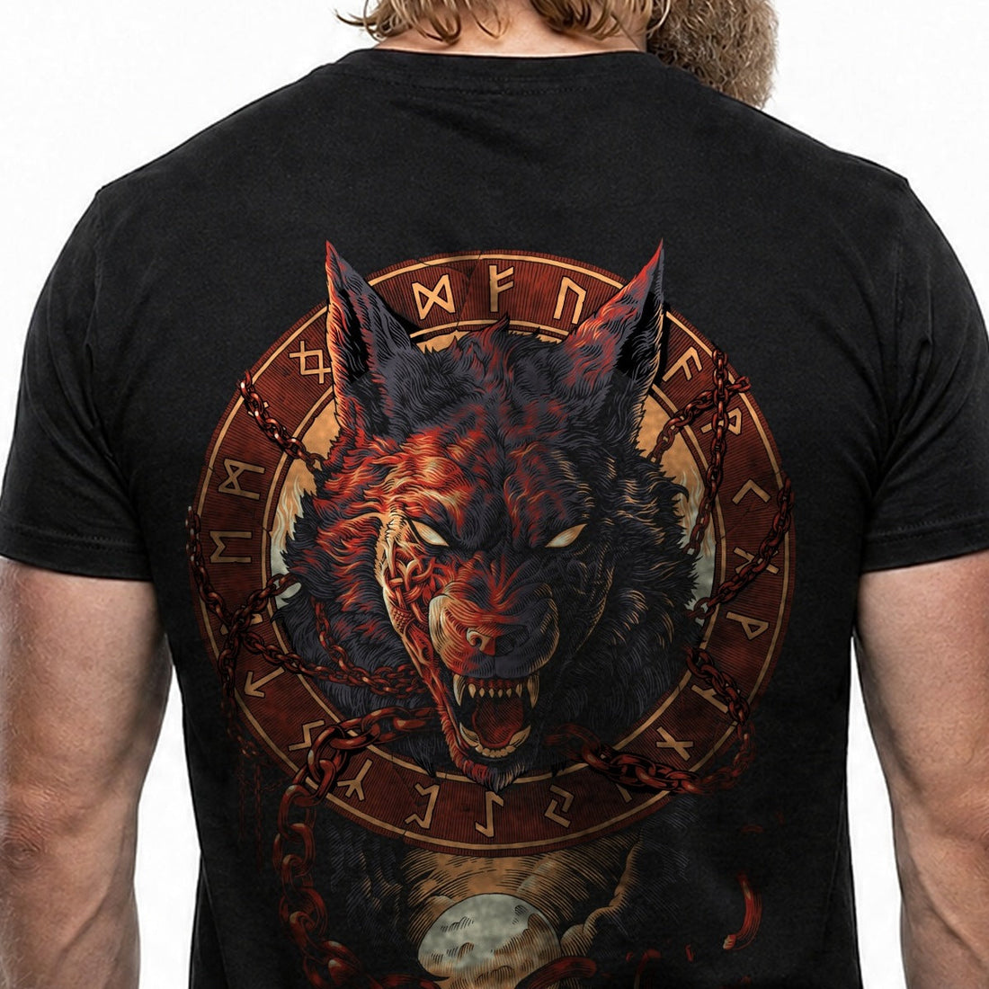 Fenrir Wolf des Ragnarök – Detail des handgezeichneten Drucks