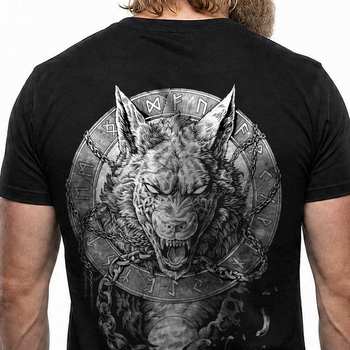 Fenrir Wolf des Ragnarök – Detail des handgezeichneten Drucks