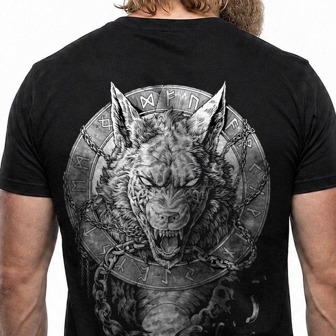 Fenrir Wolf des Ragnarök – Detail des handgezeichneten Drucks