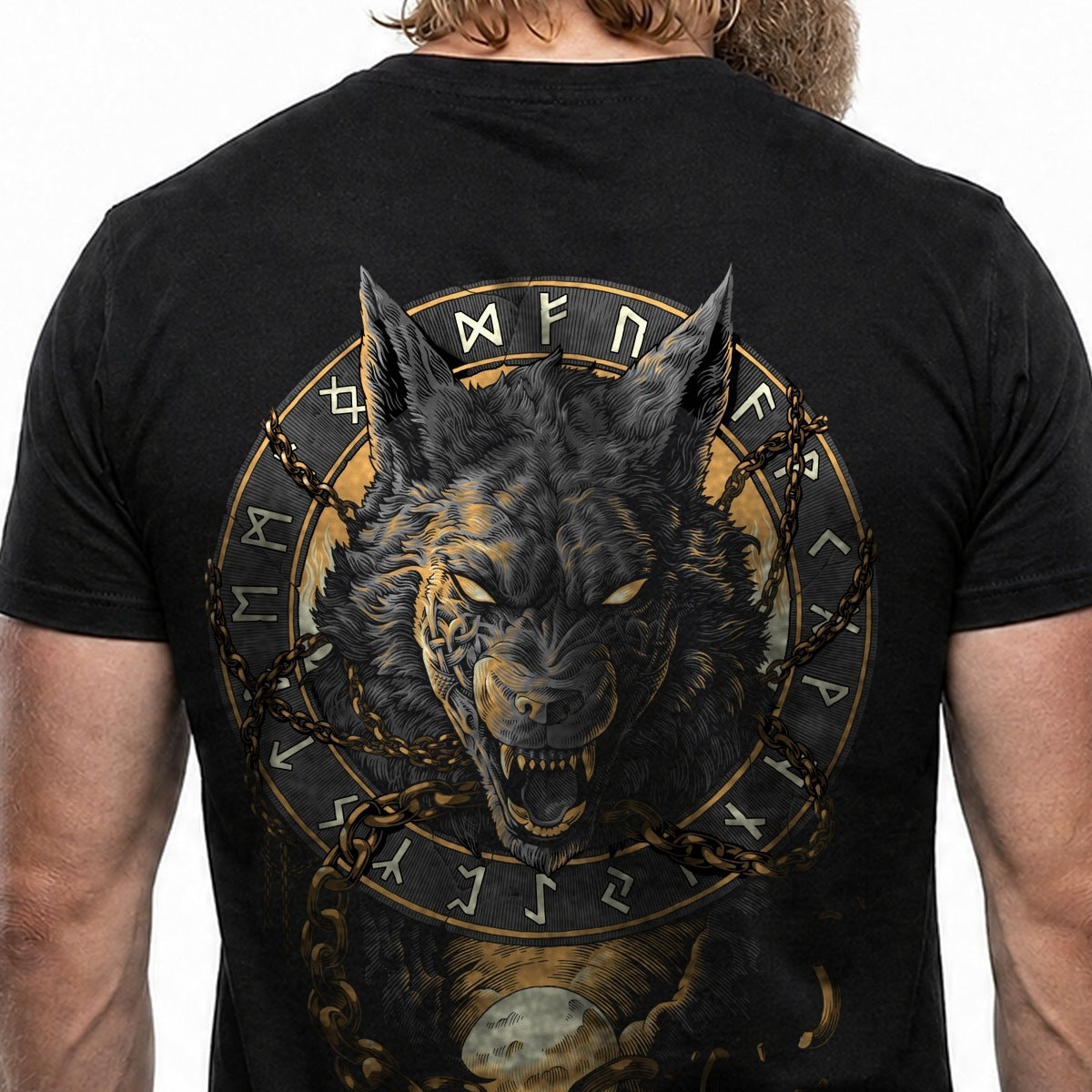 Fenrir Wolf des Ragnarök – Detail des handgezeichneten Drucks