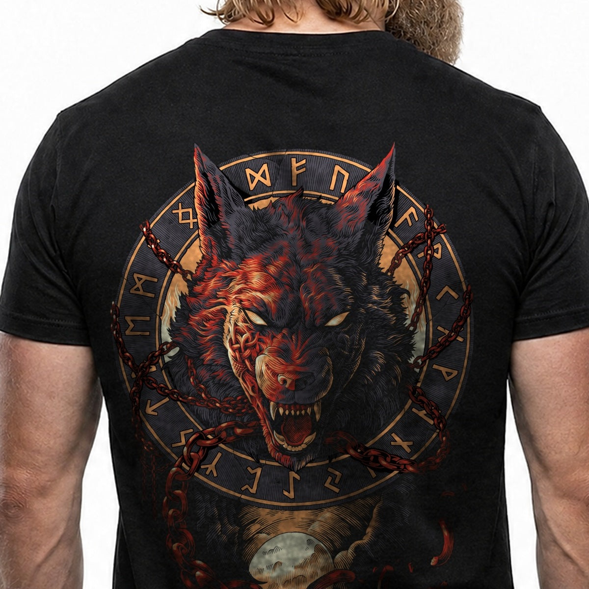 Fenrir Wolf des Ragnarök – Detail des handgezeichneten Drucks