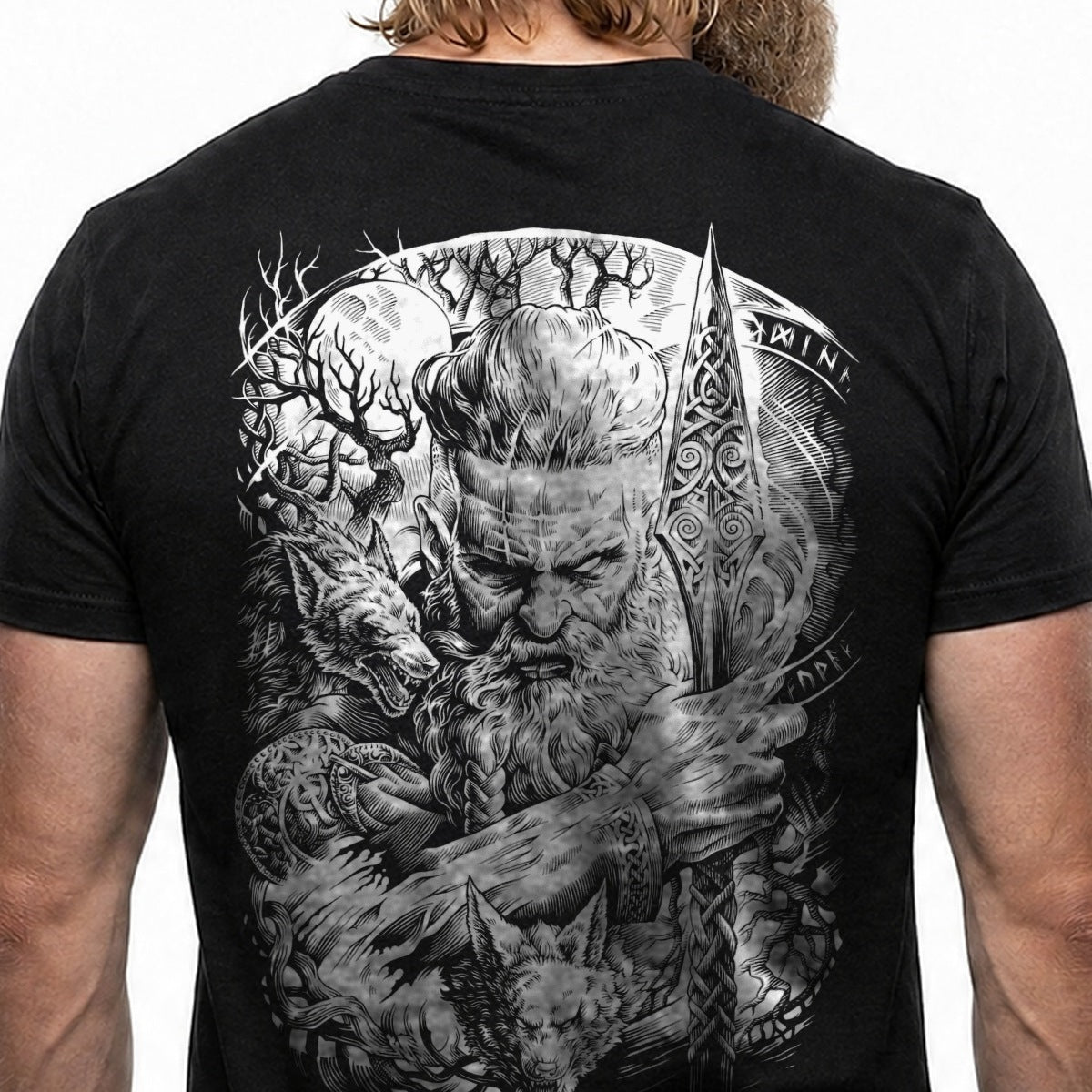 Odin Allvater – Detail des handgezeichneten Drucks