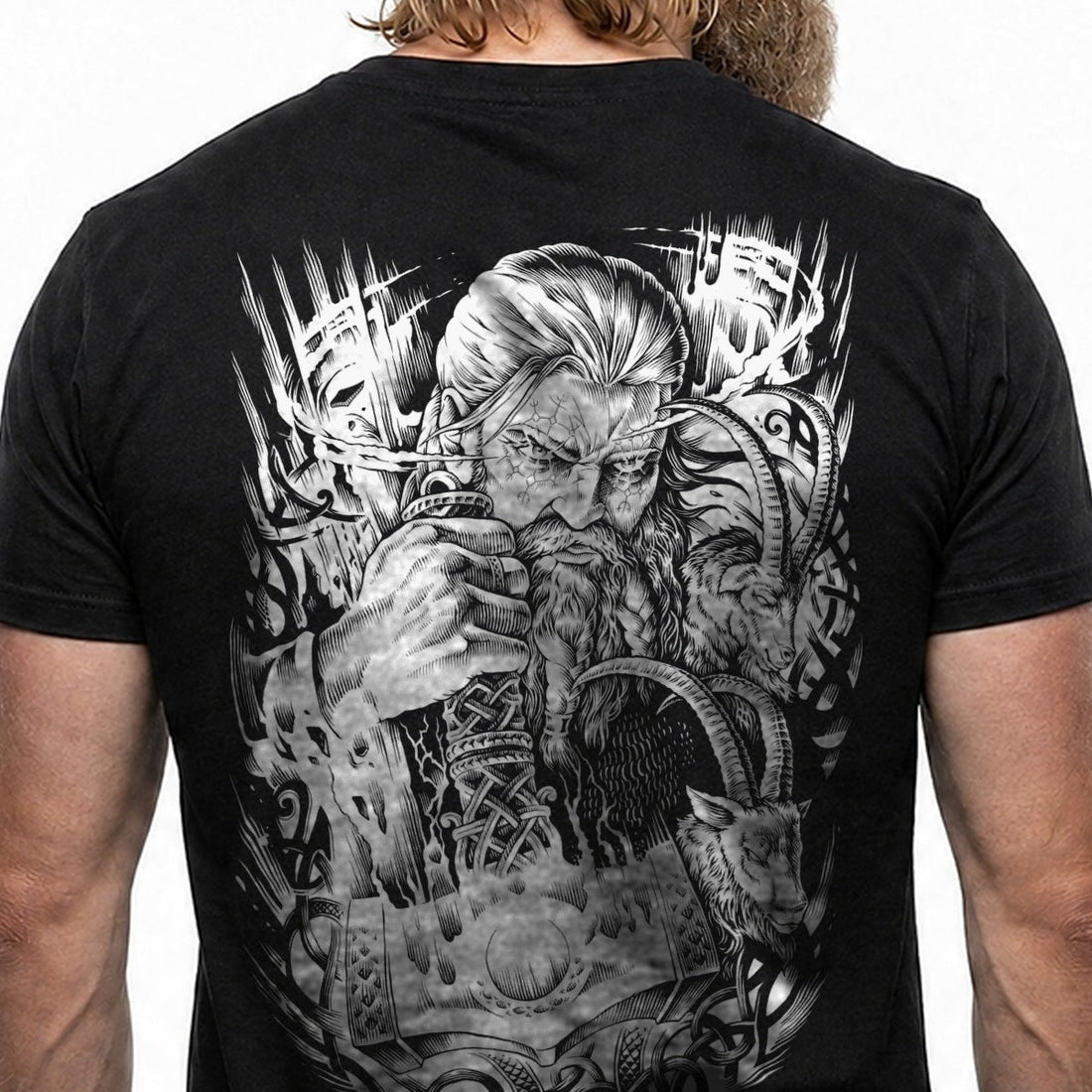 Thor & Mjölnir – Detail des handgezeichneten Drucks