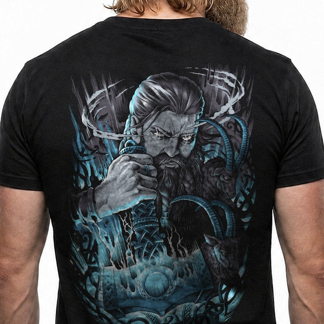 Thor & Mjölnir – Detail des handgezeichneten Drucks