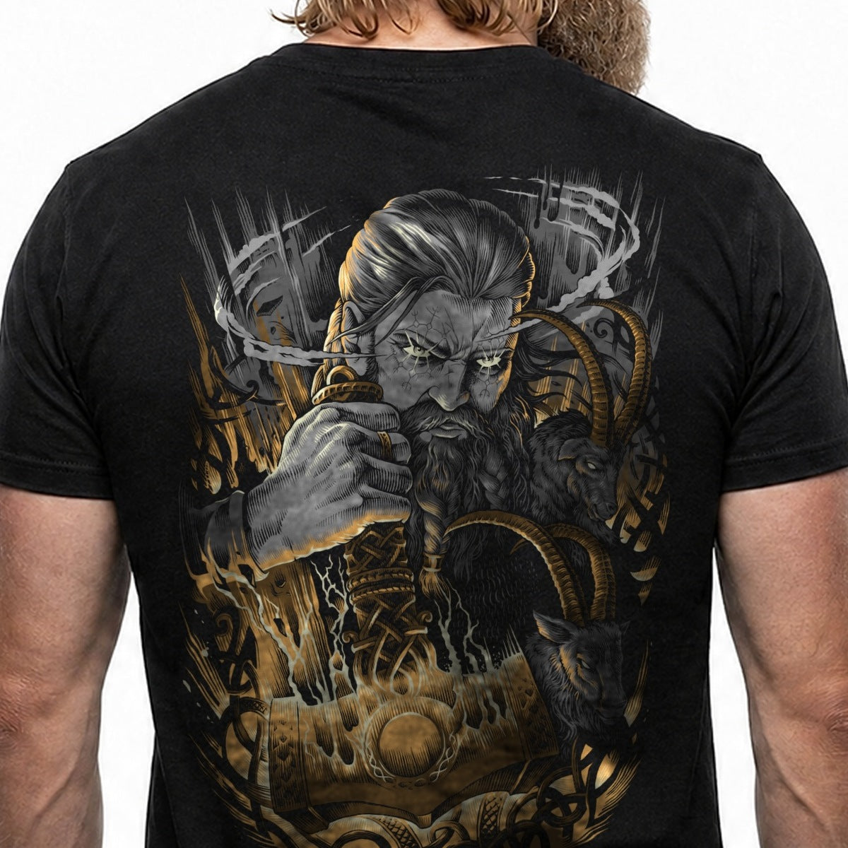 Thor & Mjölnir – Detail des handgezeichneten Drucks