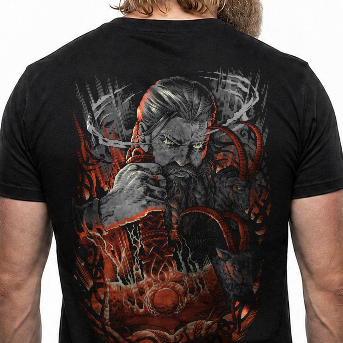 Thor & Mjölnir – Detail des handgezeichneten Drucks