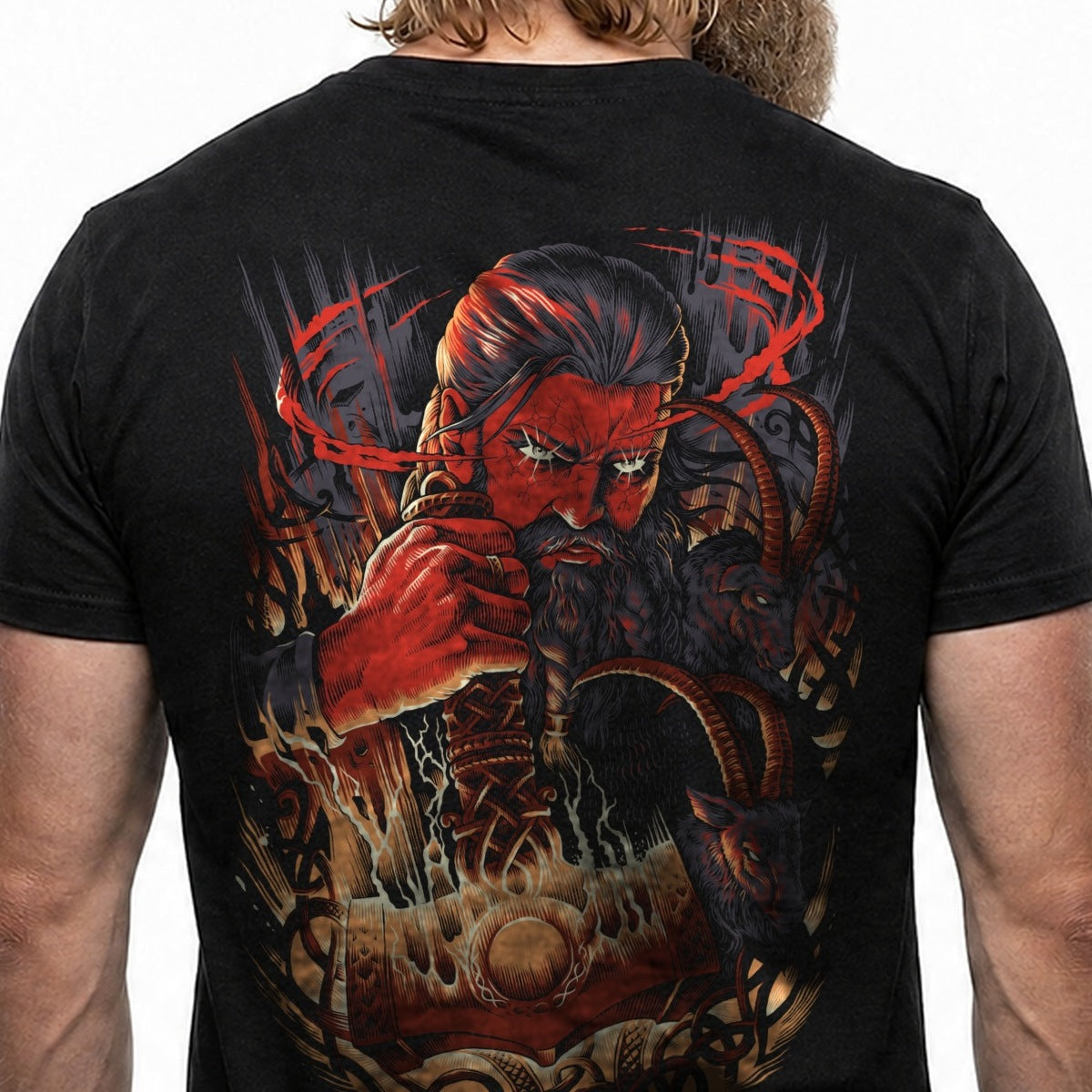 Thor & Mjölnir – Detail des handgezeichneten Drucks