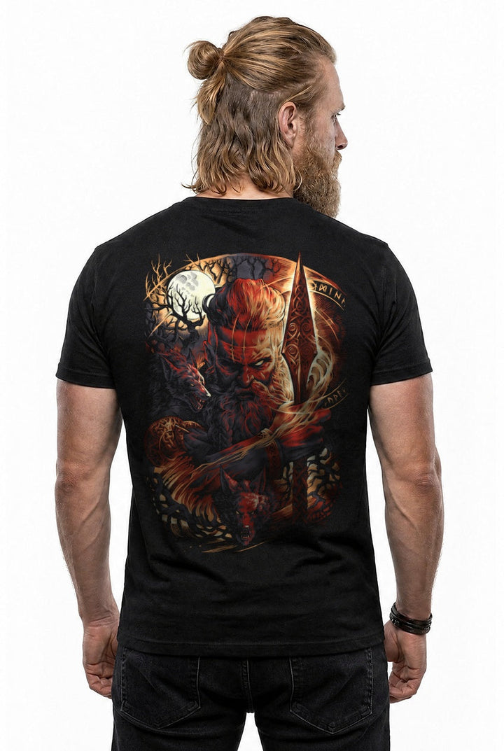 Odin Allvater T-Shirt Rot/Orange Rückendruck – Model studio